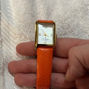 Kate Spade Gold Case Watch with Orange Strap